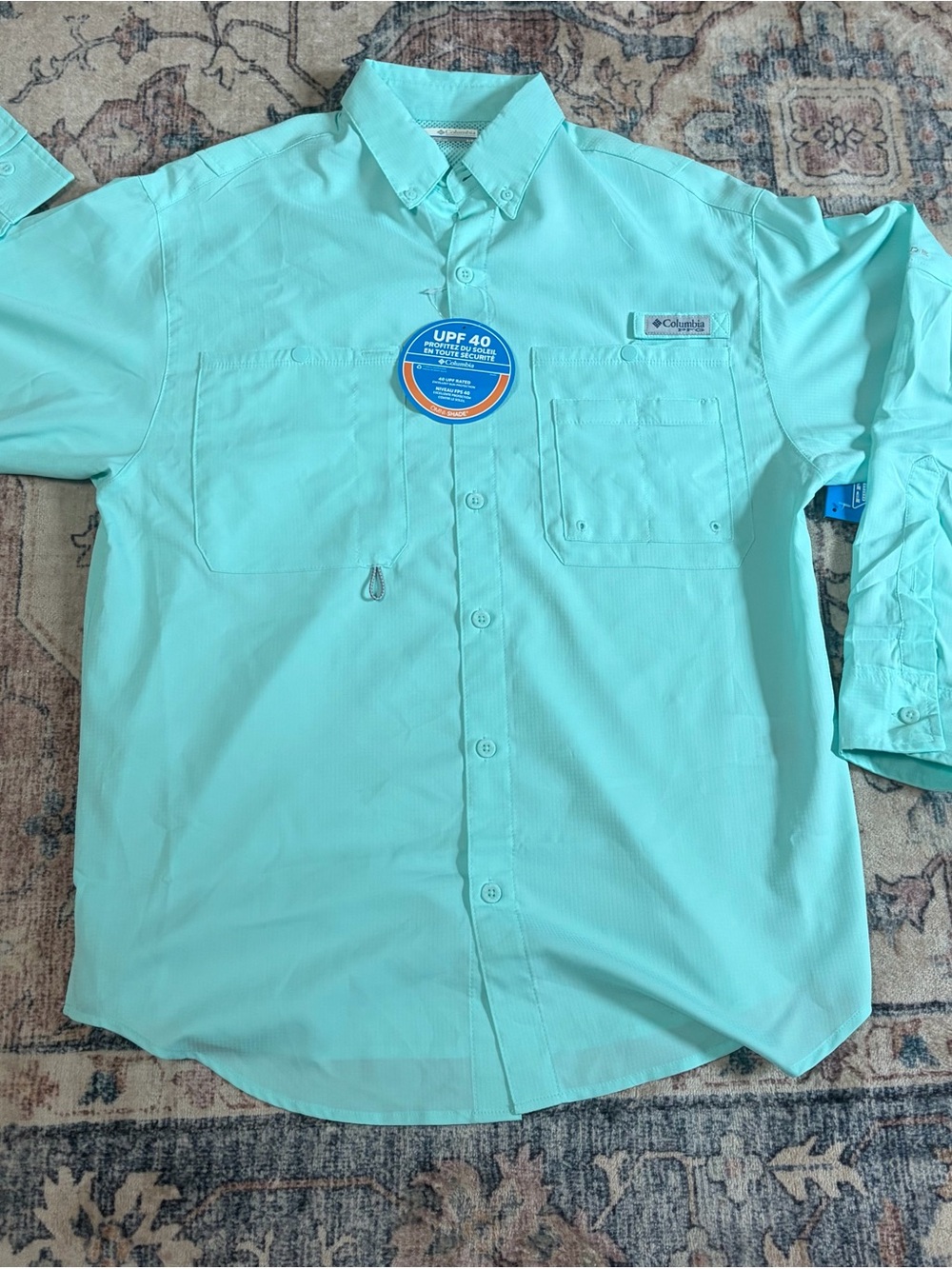 Columbia Men’s Button-Down long Sleeve Shirt - Seafoam
